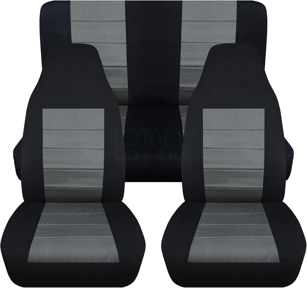 Black & Yellow Full Set Front & Rear Seat Covers for 2-Door Jeep Wrangler TJ T387172