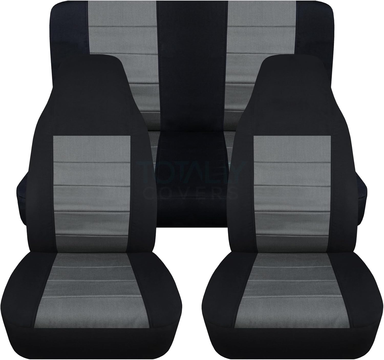 Black & Yellow Full Set Front & Rear Seat Covers for 2-Door Jeep Wrangler TJ T387172