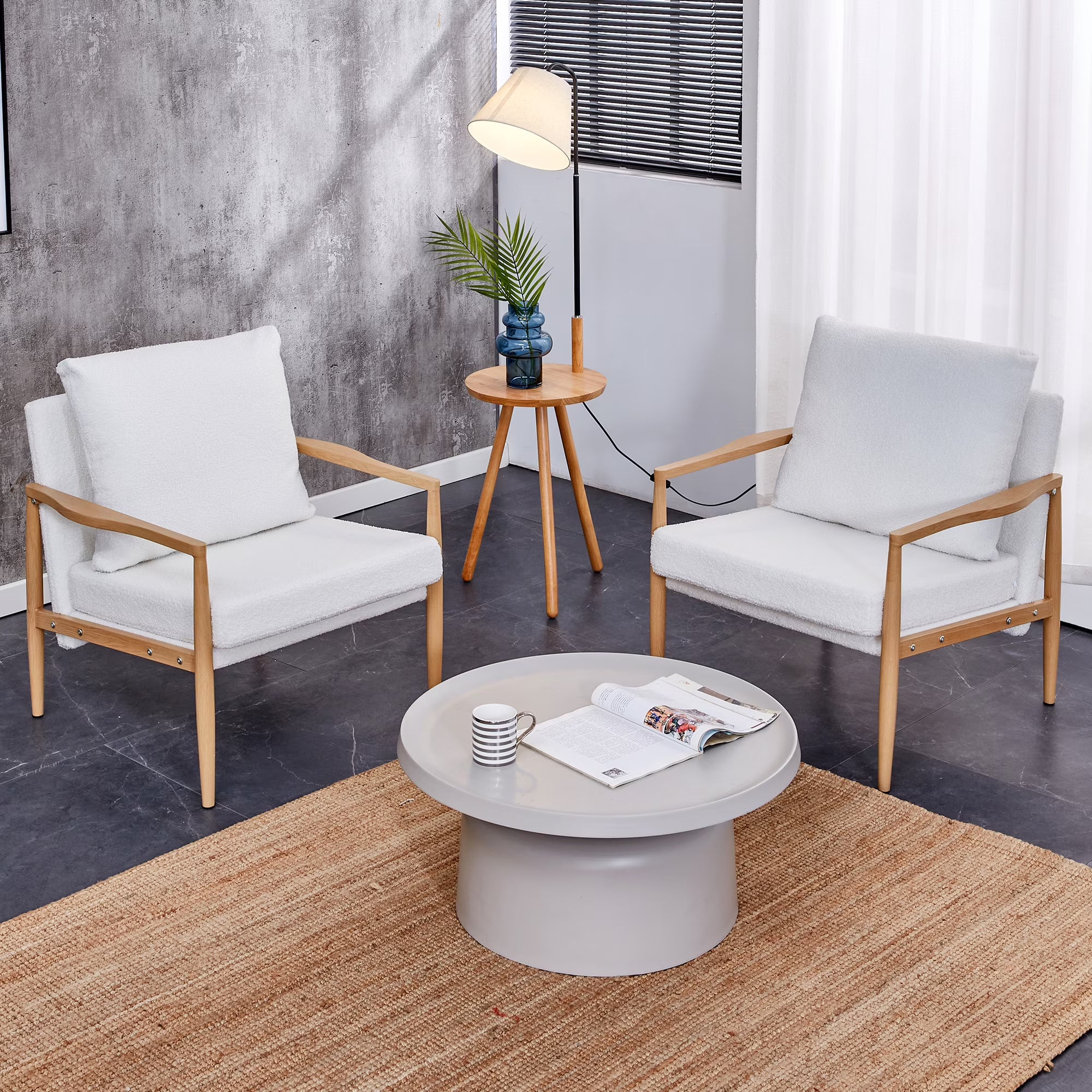 Modern Sofa Chair Set with Velvet Accent A84347