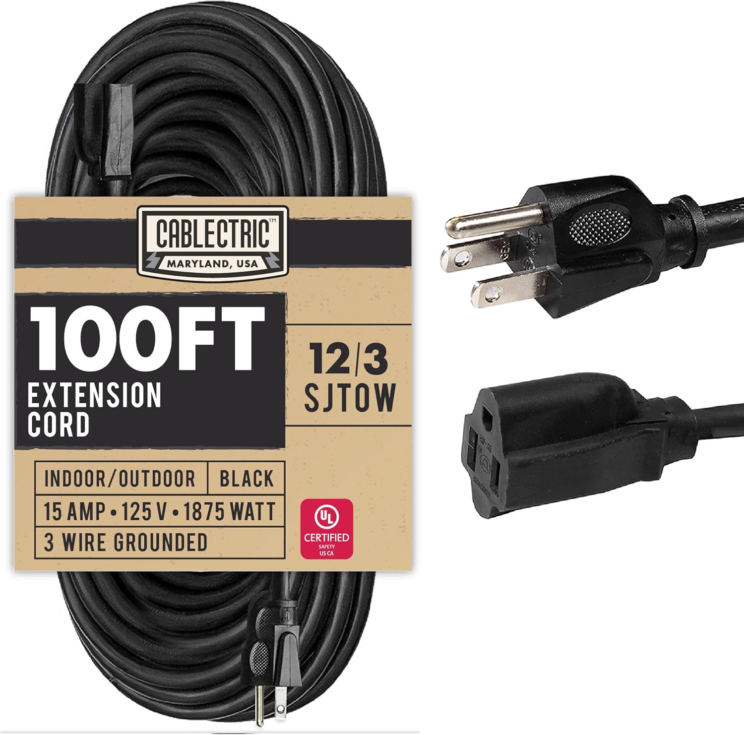 100 Ft 12/3 SJTW Heavy Duty Orange Extension Cord G735