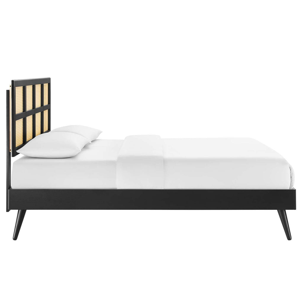 Black Queen Platform Bed with Splayed Legs V228096