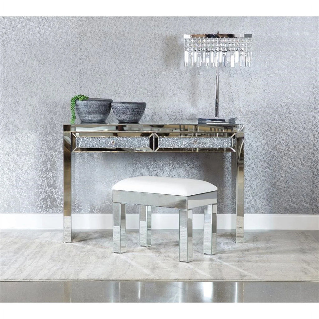 White Upholstered Vanity Stool W35852