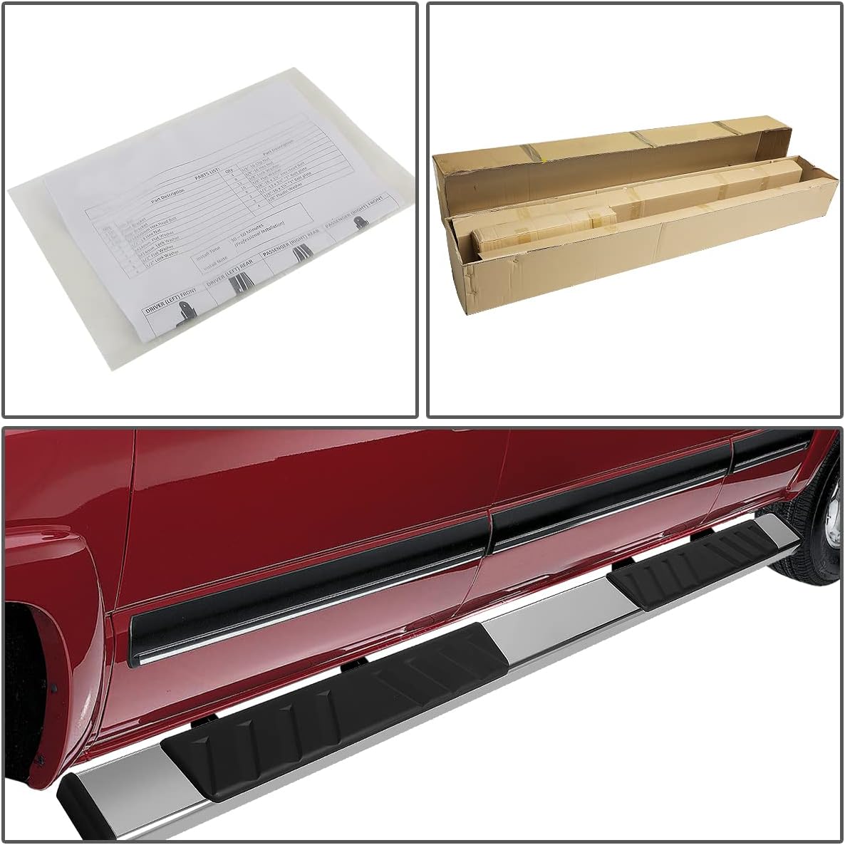 Polished Chrome Stainless Steel Side Step Nerf Bar Running Boards F932013