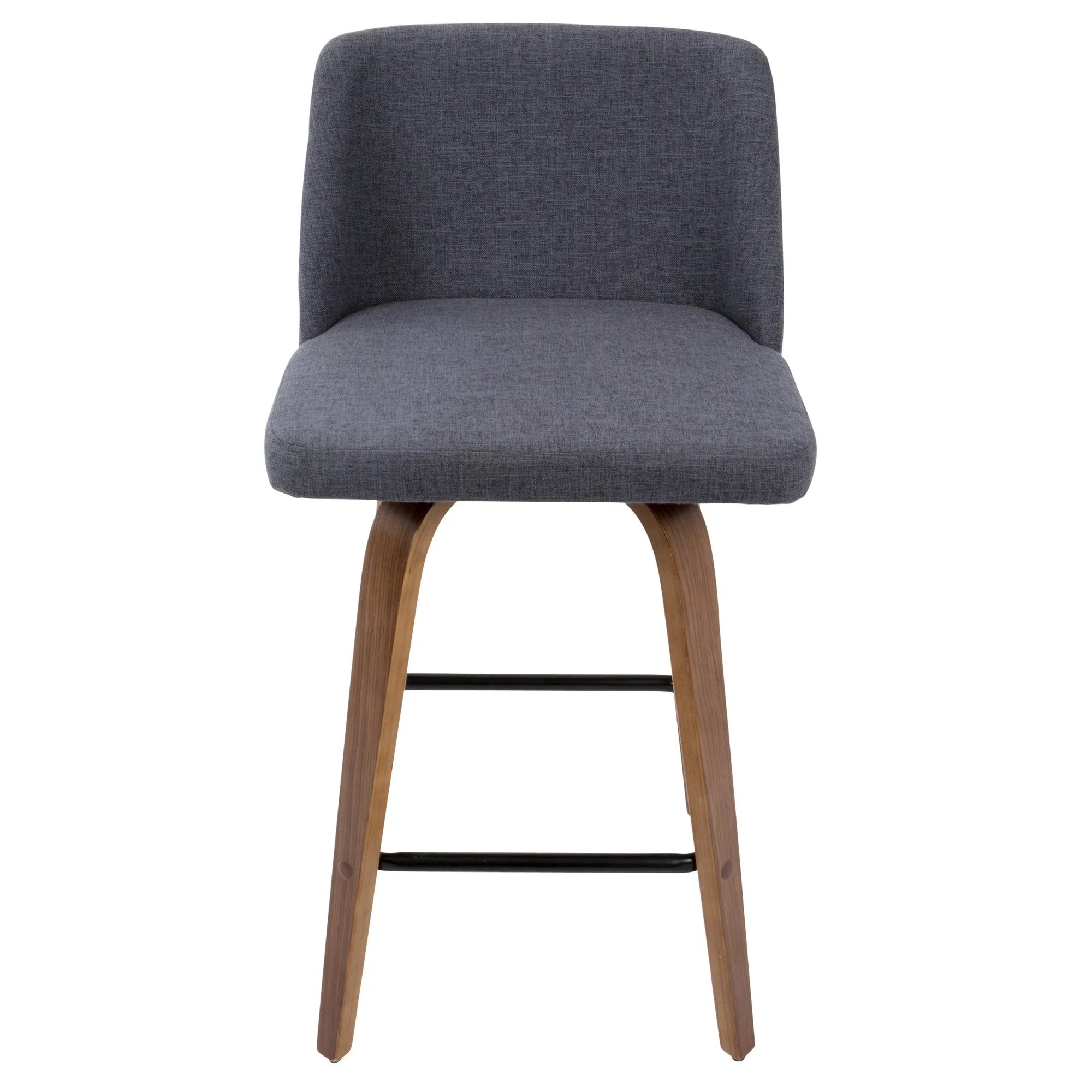 Walnut and Blue Fabric Counter Stool Set of 2 C90980