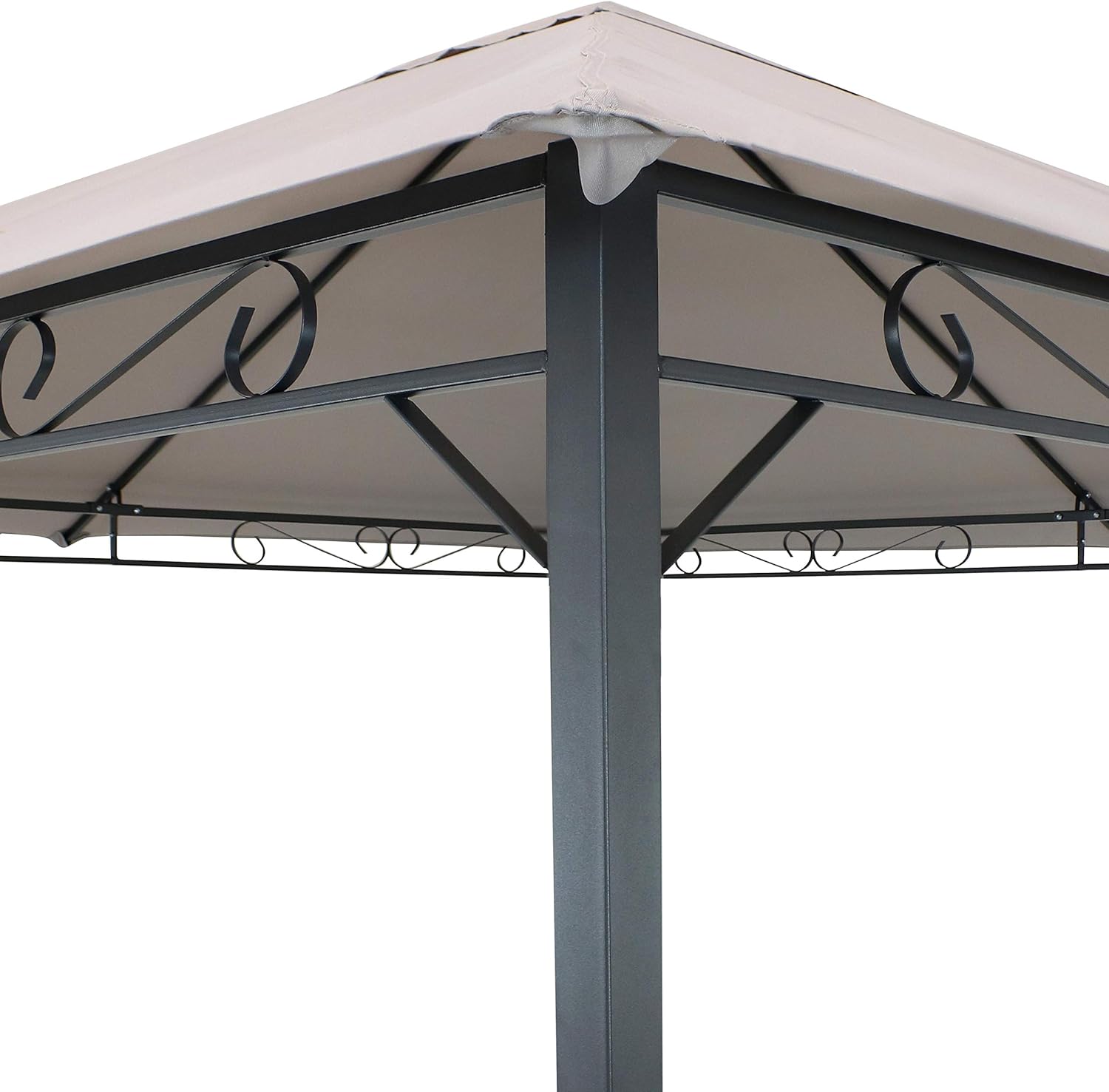 10 x 10 Foot Steel Gazebo with Gray Polyester Canopy Roof and Black Metal Frame K894