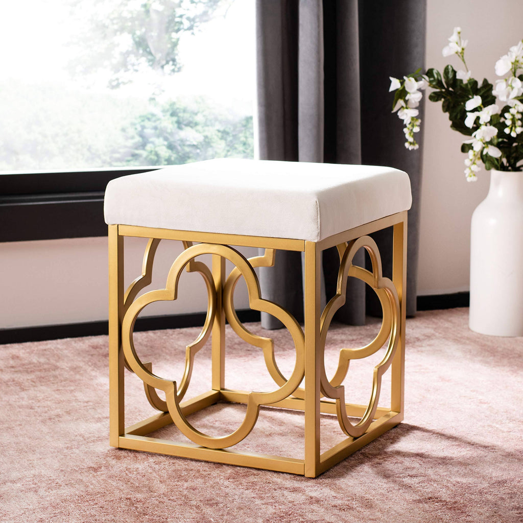 Creme Gold Square Ottoman F315