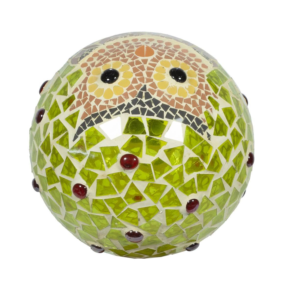 Mosaic Owl Gazing Globe Glass Z876