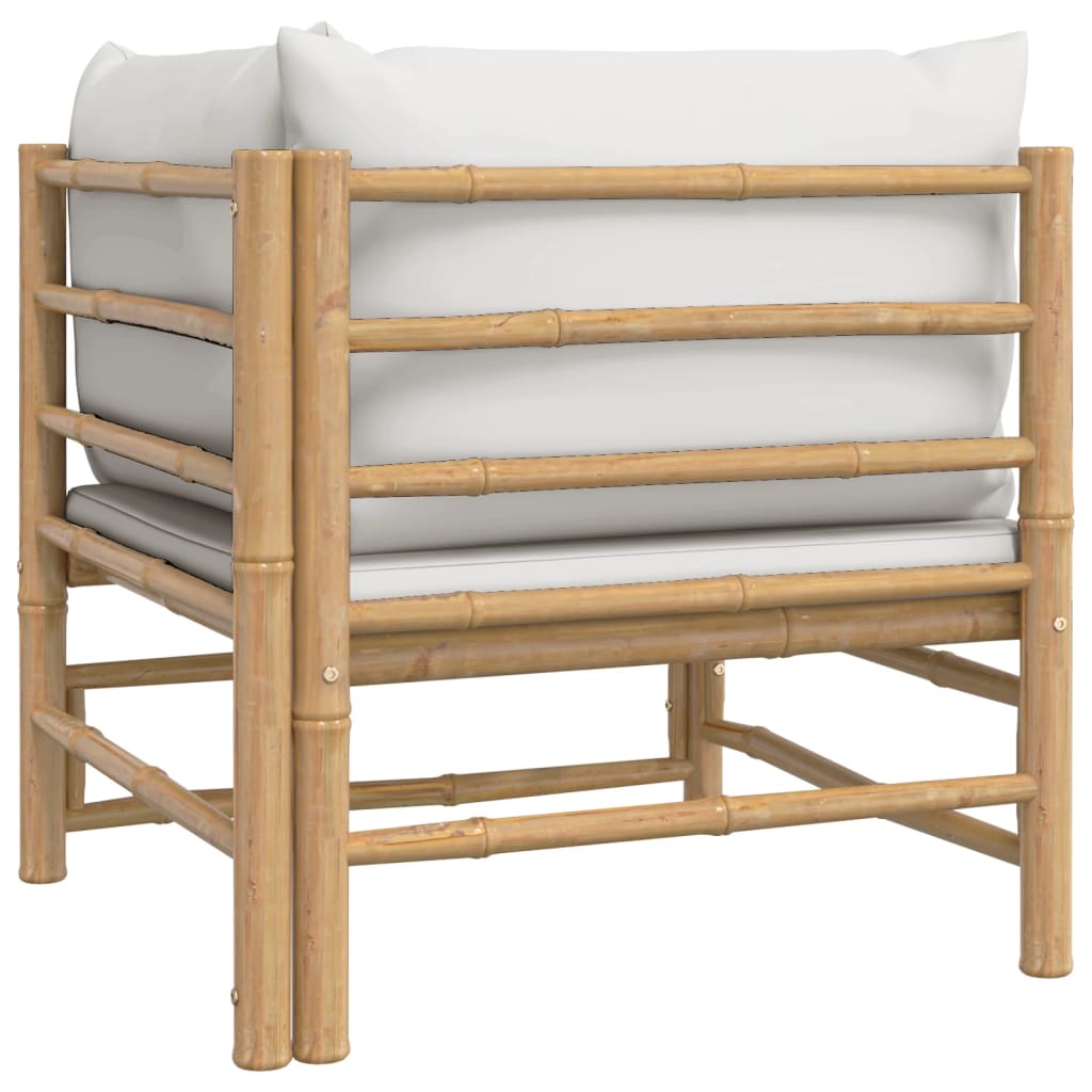 Bamboo Patio Corner Sofa with Gray Cushions T782