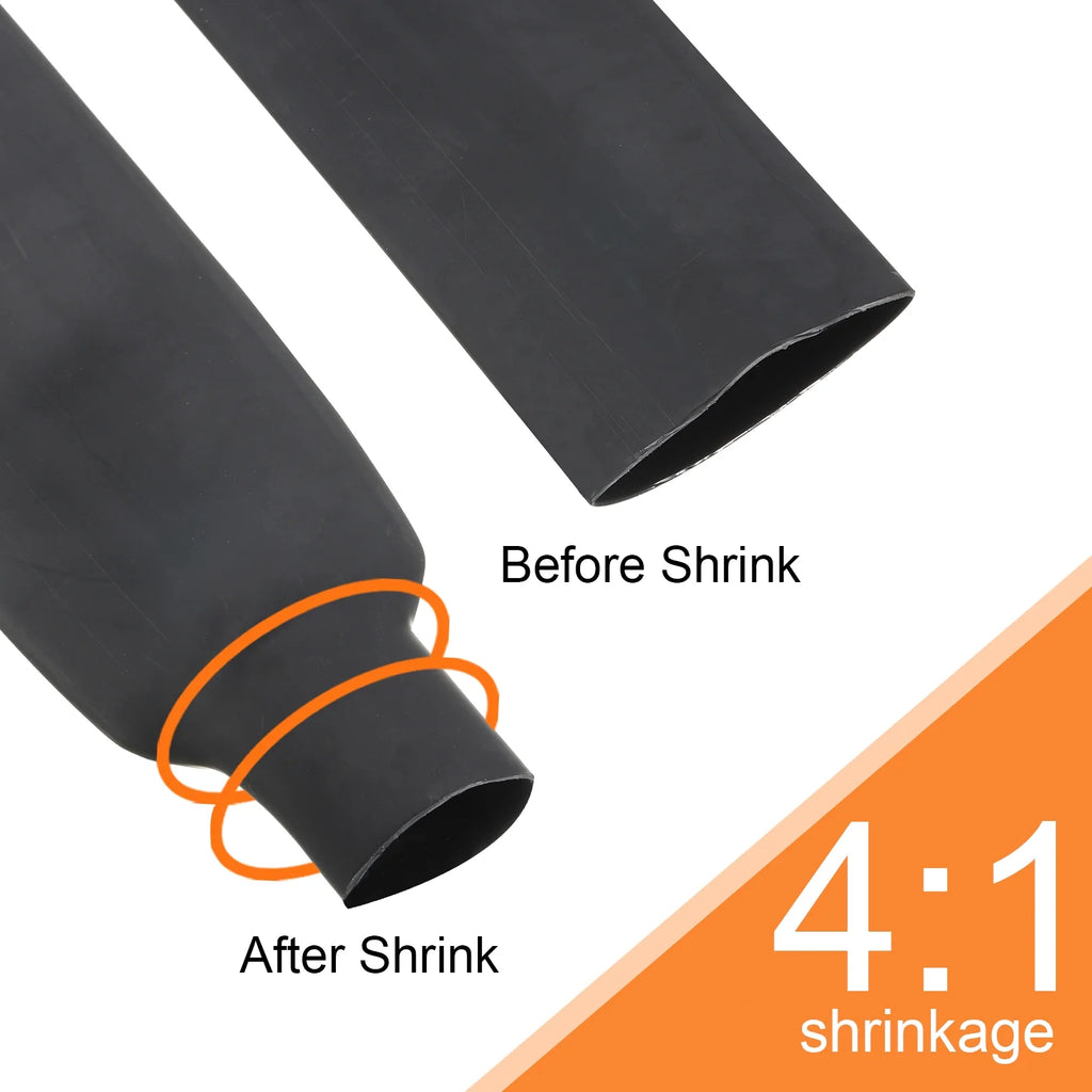 40mm Dia 16ft 4:1 Dual Wall Adhesive Lined Marine Waterproof Heat Shrink Tubing Black K679600