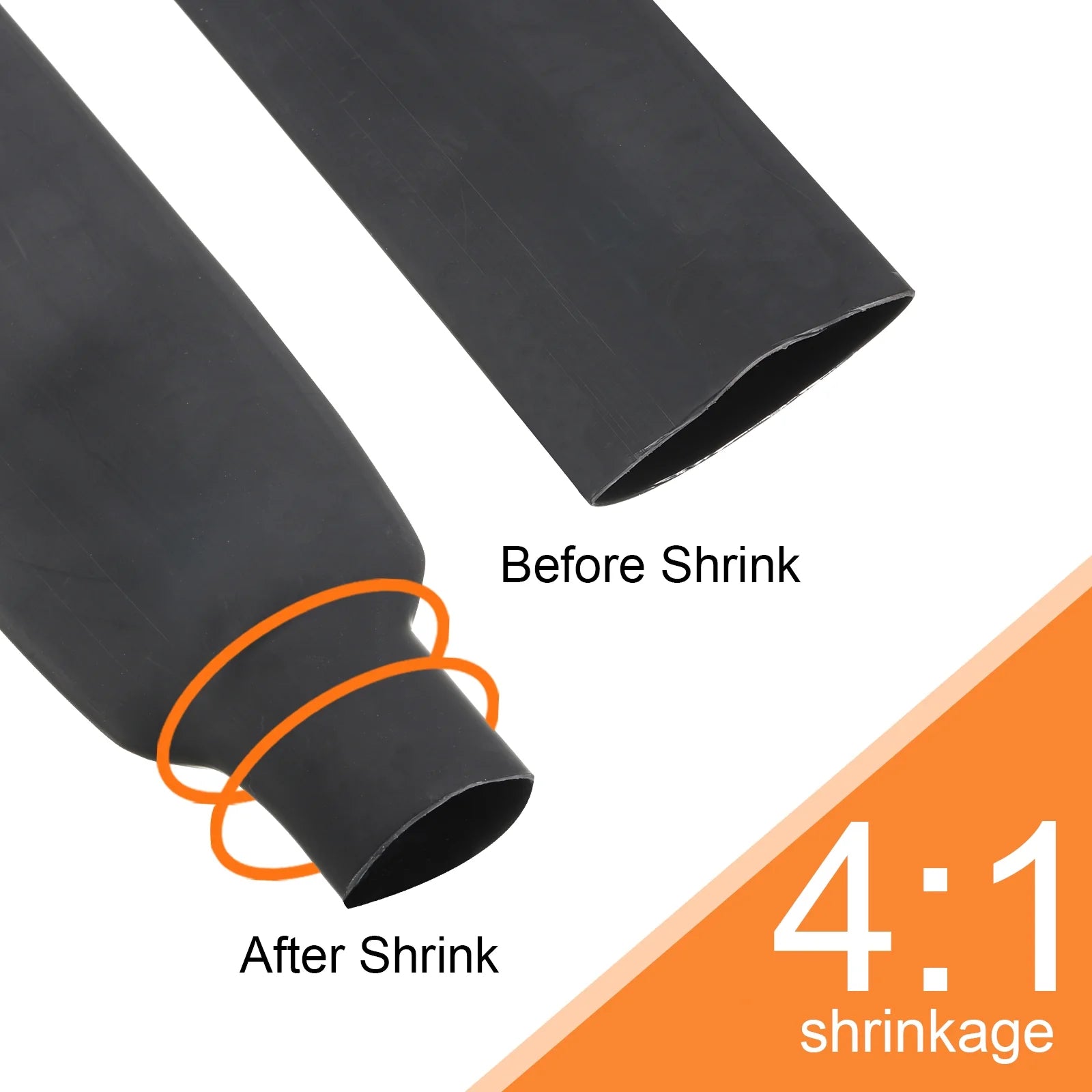 40mm Dia 16ft 4:1 Dual Wall Adhesive Lined Marine Waterproof Heat Shrink Tubing Black K679600