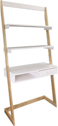 Natural Maple White Freestanding Ladder Desk With Drawer Z620