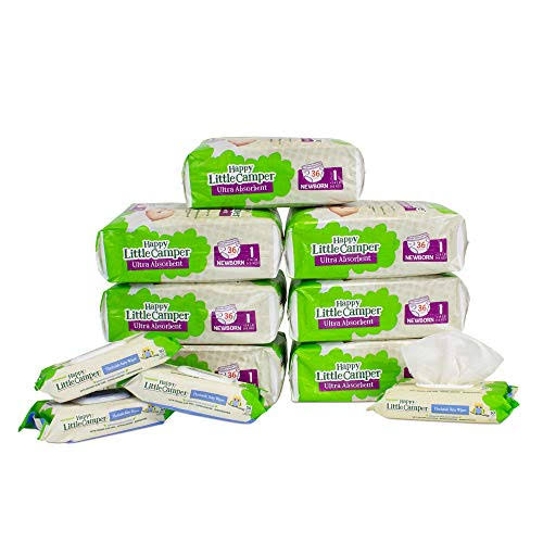 Natural Diapers, Flushable Wipes, Monthly Pack, Size 1, 252 Count B7961