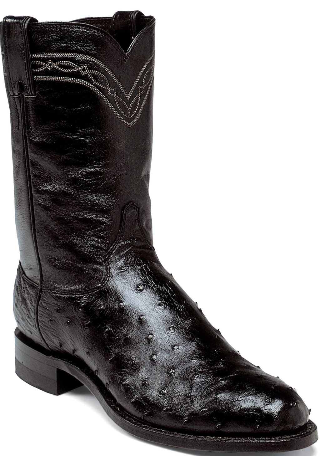 Black Full Quill Ostrich Boots V1535