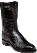Black Full Quill Ostrich Boots V1535