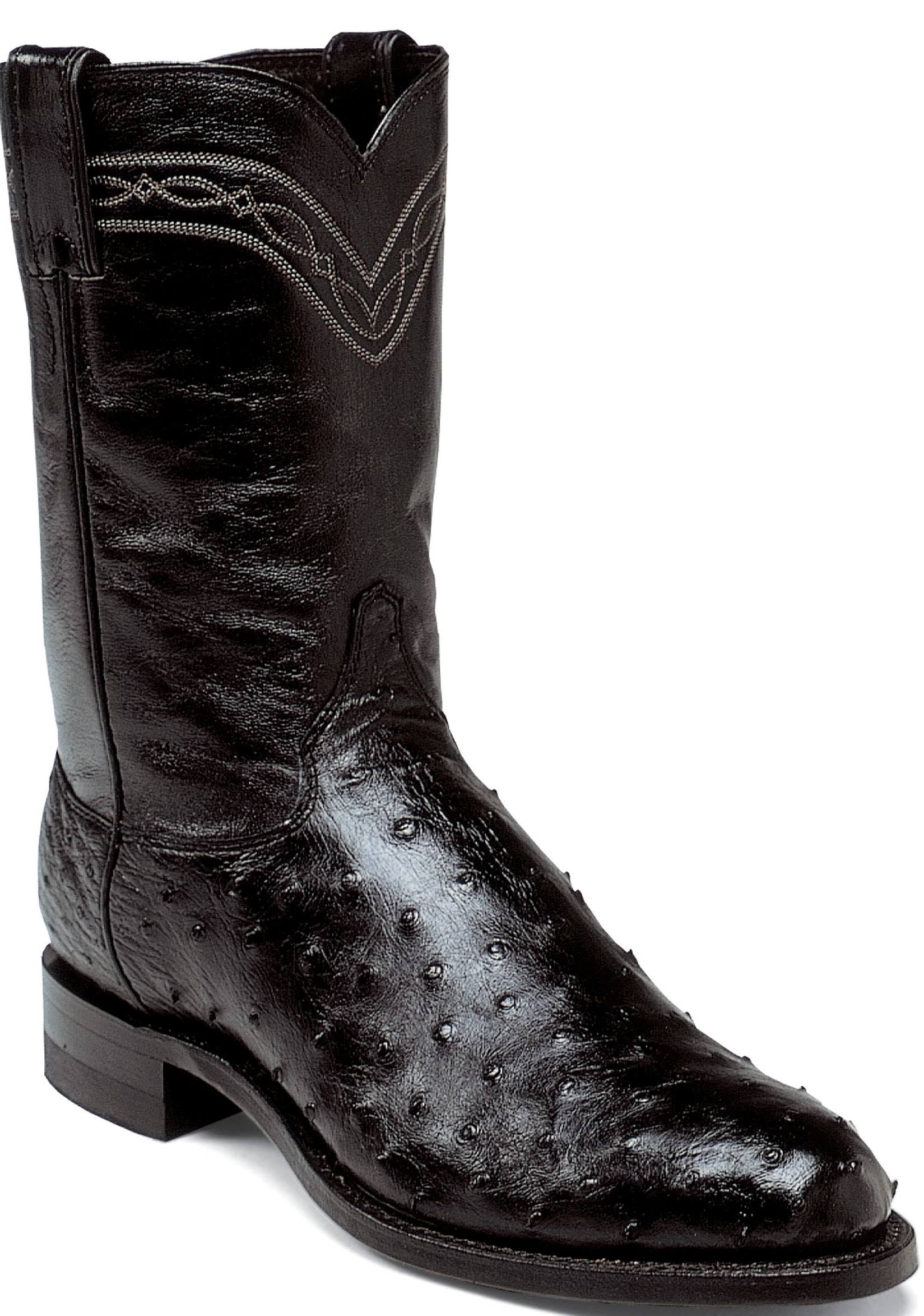 Black Full Quill Ostrich Boots V1535