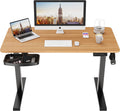 Electric Height Adjustable Standing Desk with Splice Board, Black Frame/Rustic Brown Top S993002