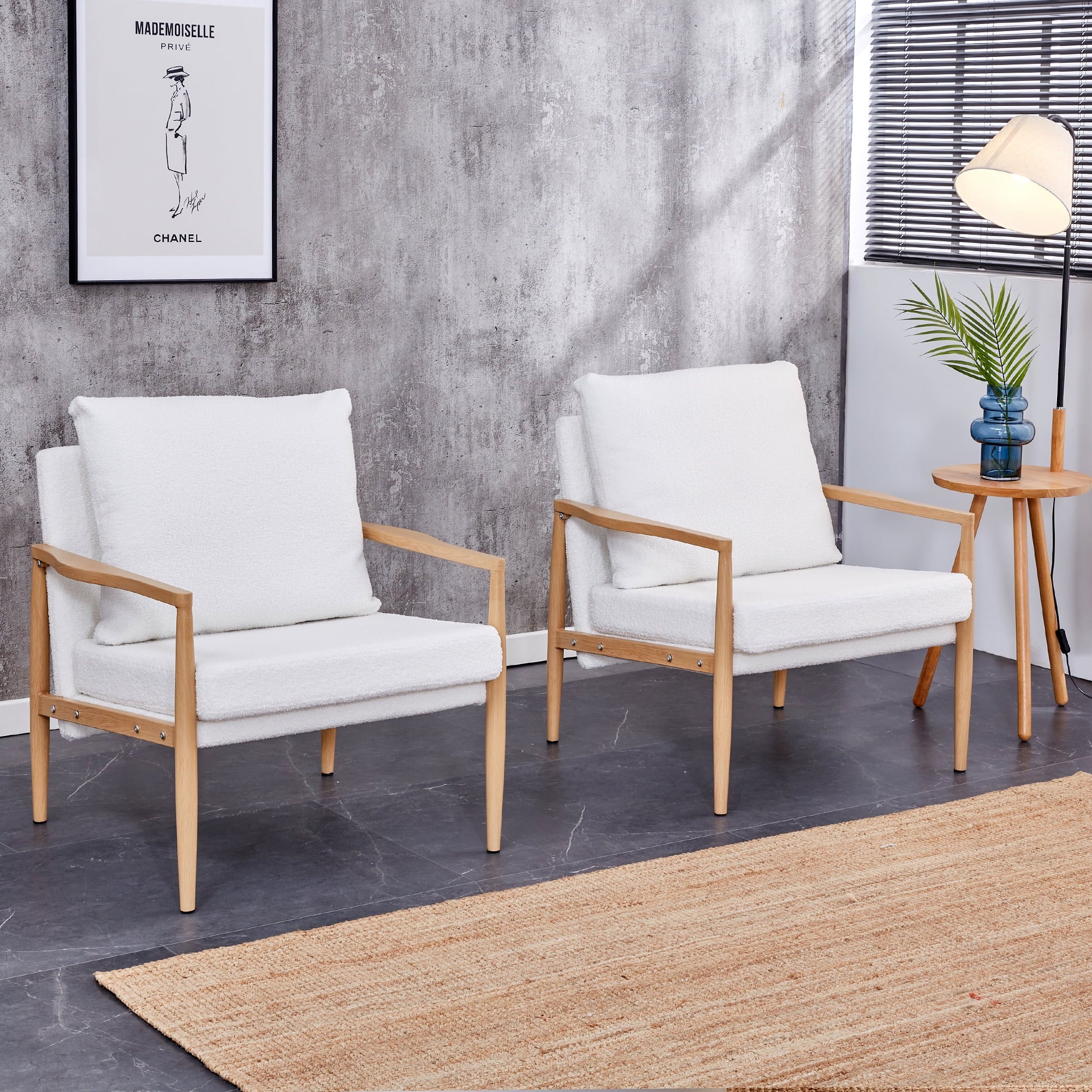 Modern Sofa Chair Set with Velvet Accent A84347