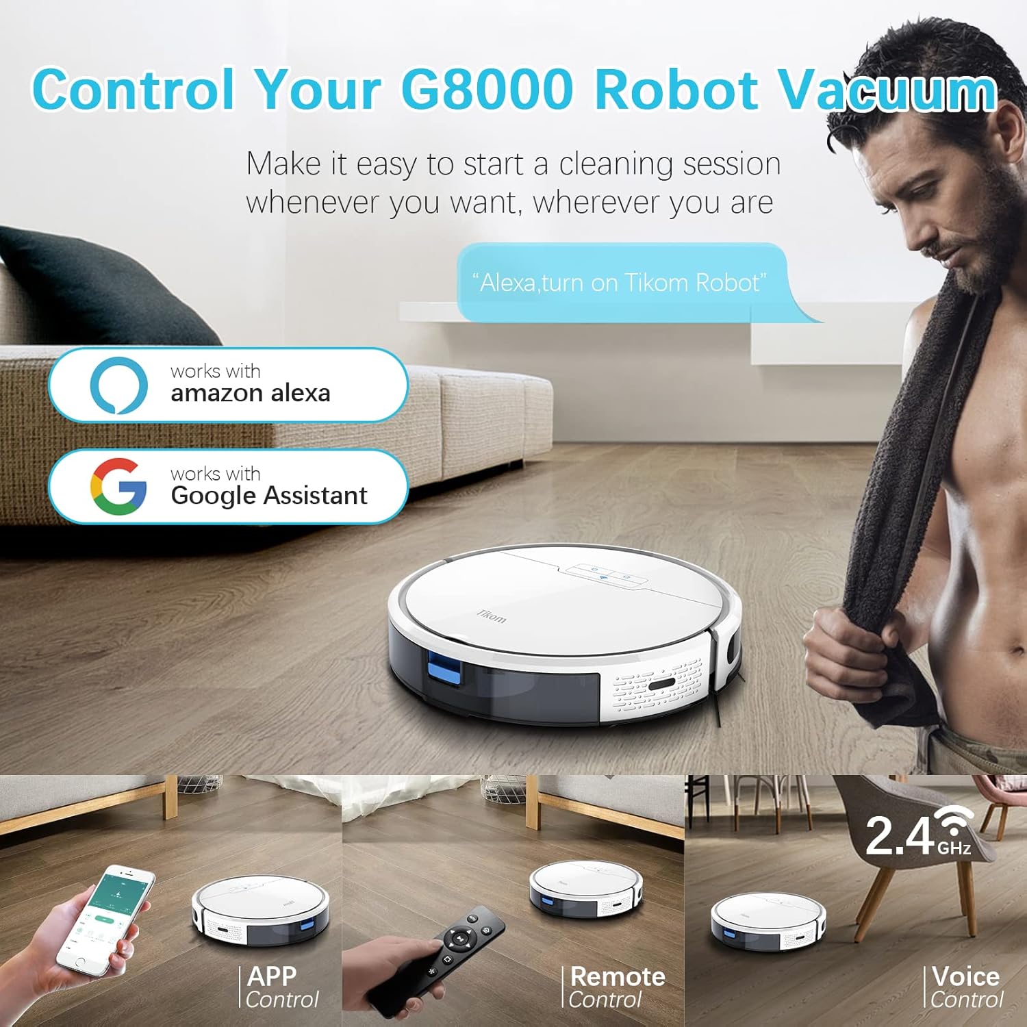 White Robot Vacuum and Mop, 2700Pa L556