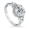 Sterling Silver Halo Cubic Zirconia Promise Ring, Rhodium Plated Size 4 C3647