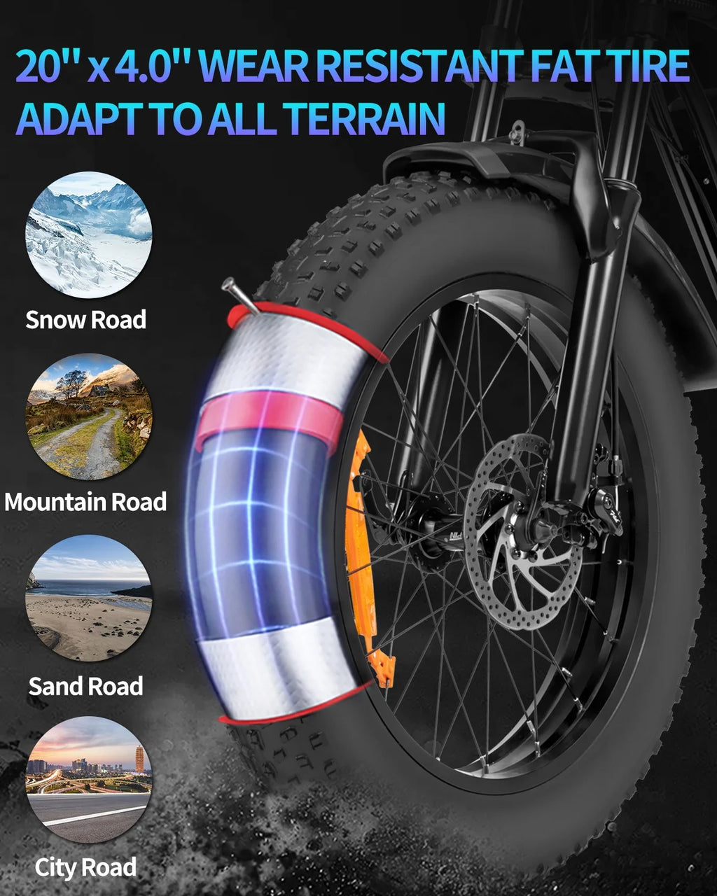 20" Fat Tire 750W Electric Bike with Removable 48V/20Ah Battery K563