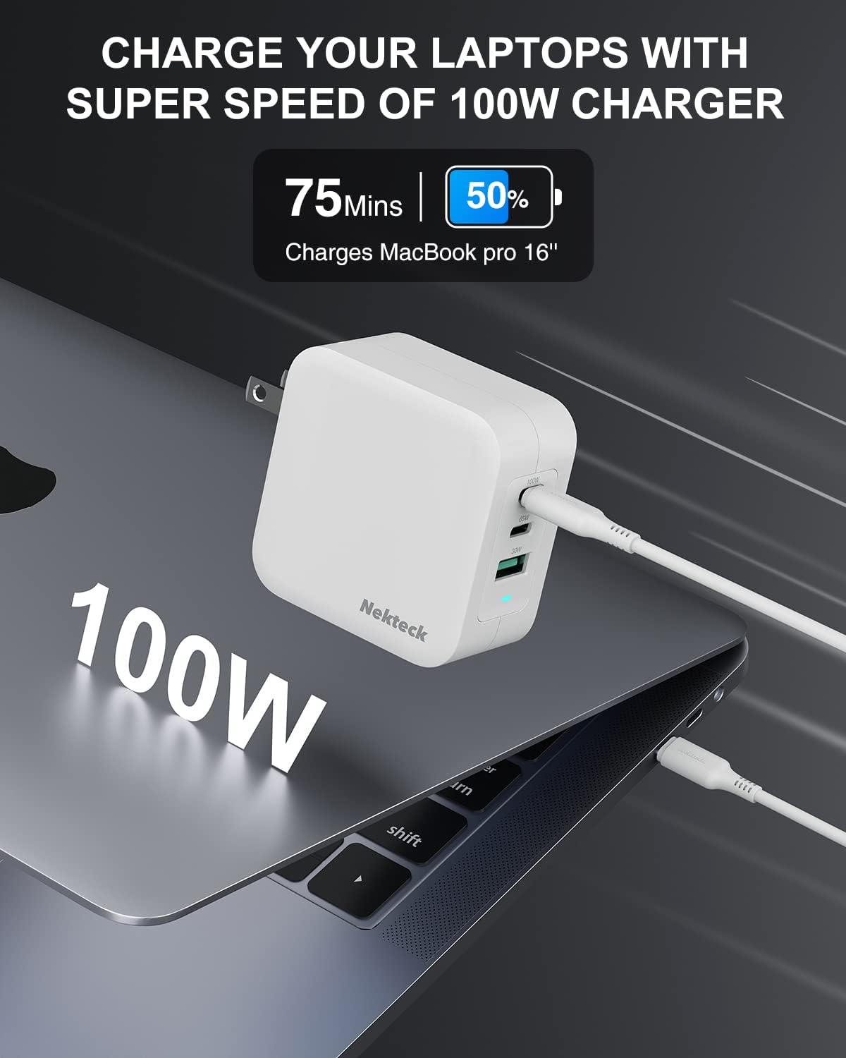 100W USB C GaN Charger 3-Ports L584281