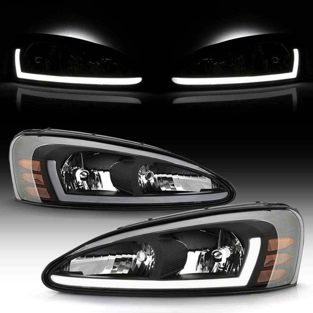 Black Housing LED Tube Headlights Headlamps Assembly V56217