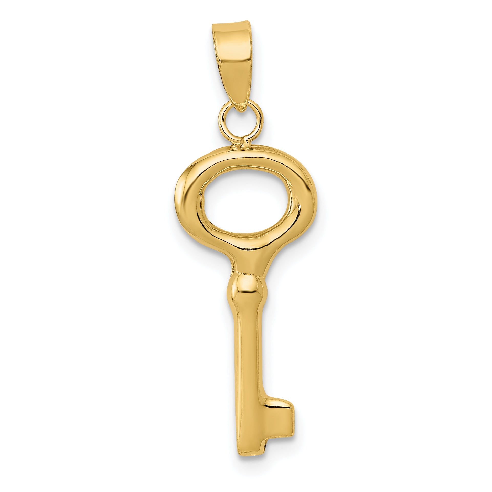 14K Yellow Gold Polished Key Pendant Charm with 10K Yellow Gold Rope Chain Necklace 16'' U677214