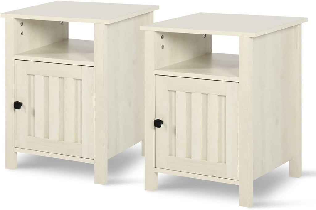 Set of 2 Wood Nightstand with Cabinet & Open Shelf P44775