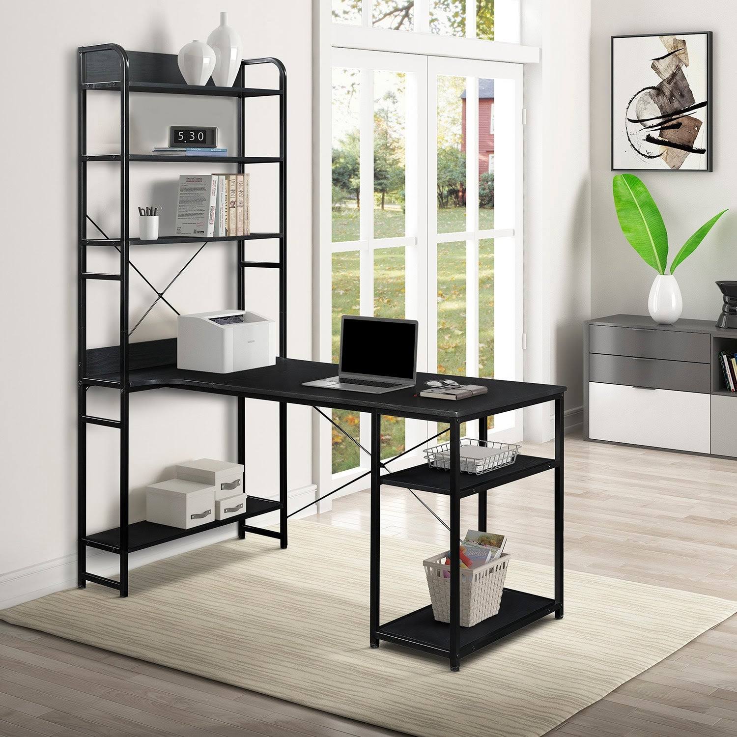 Tiger Home Office Desk with 5-Tier Open Bookshelf S2790
