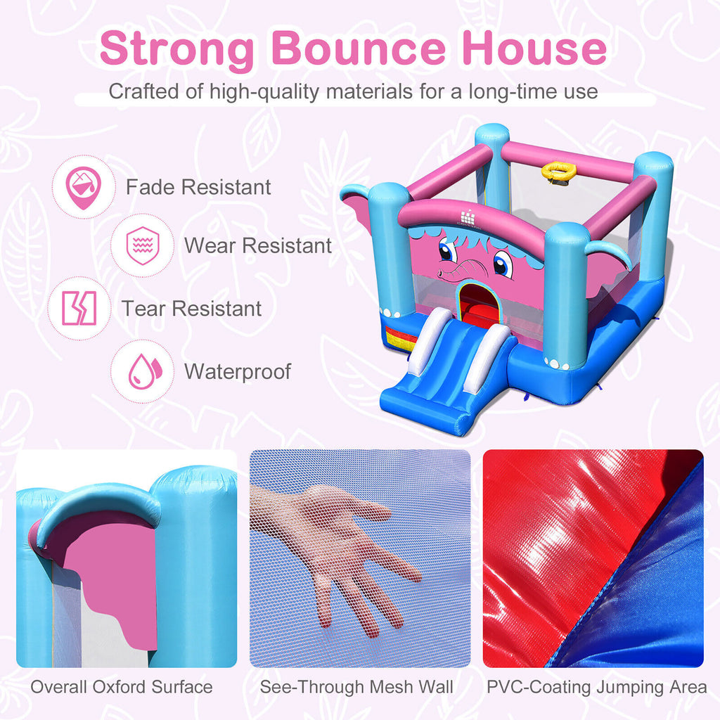 Inflatable Bounce House 3-in-1 Elephant Theme Castle with 550W Blower N3704