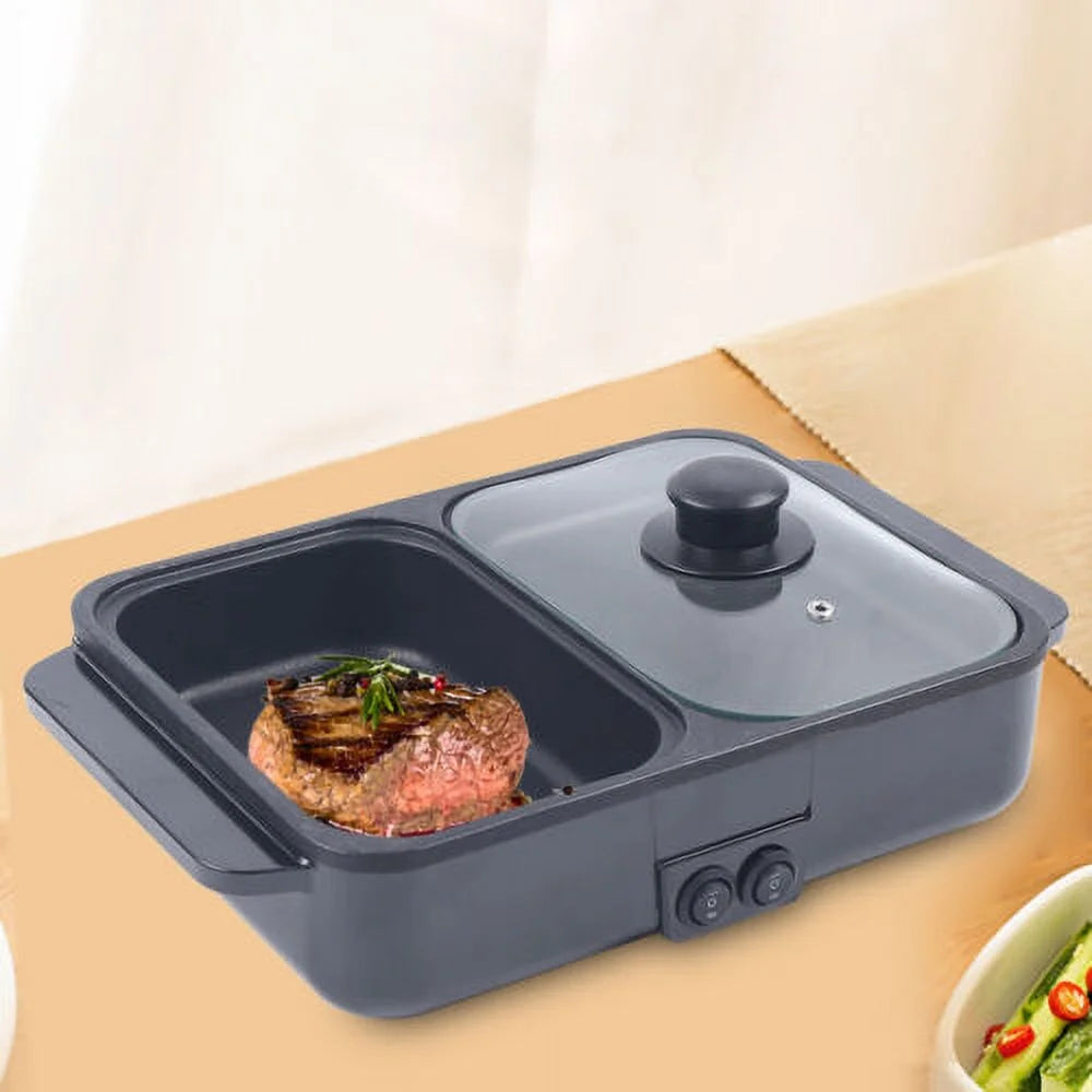 2 in 1 Non-Stick Electric Hot Pot BBQ Grill Pan 110V H393383
