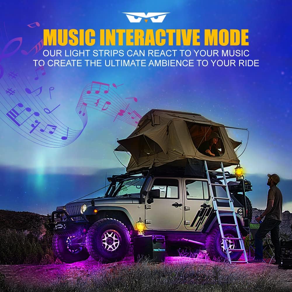 Car Underglow Lights Kit, RGB LED Neon Lights with Wireless Remote & App Control, 4PCS Q82251