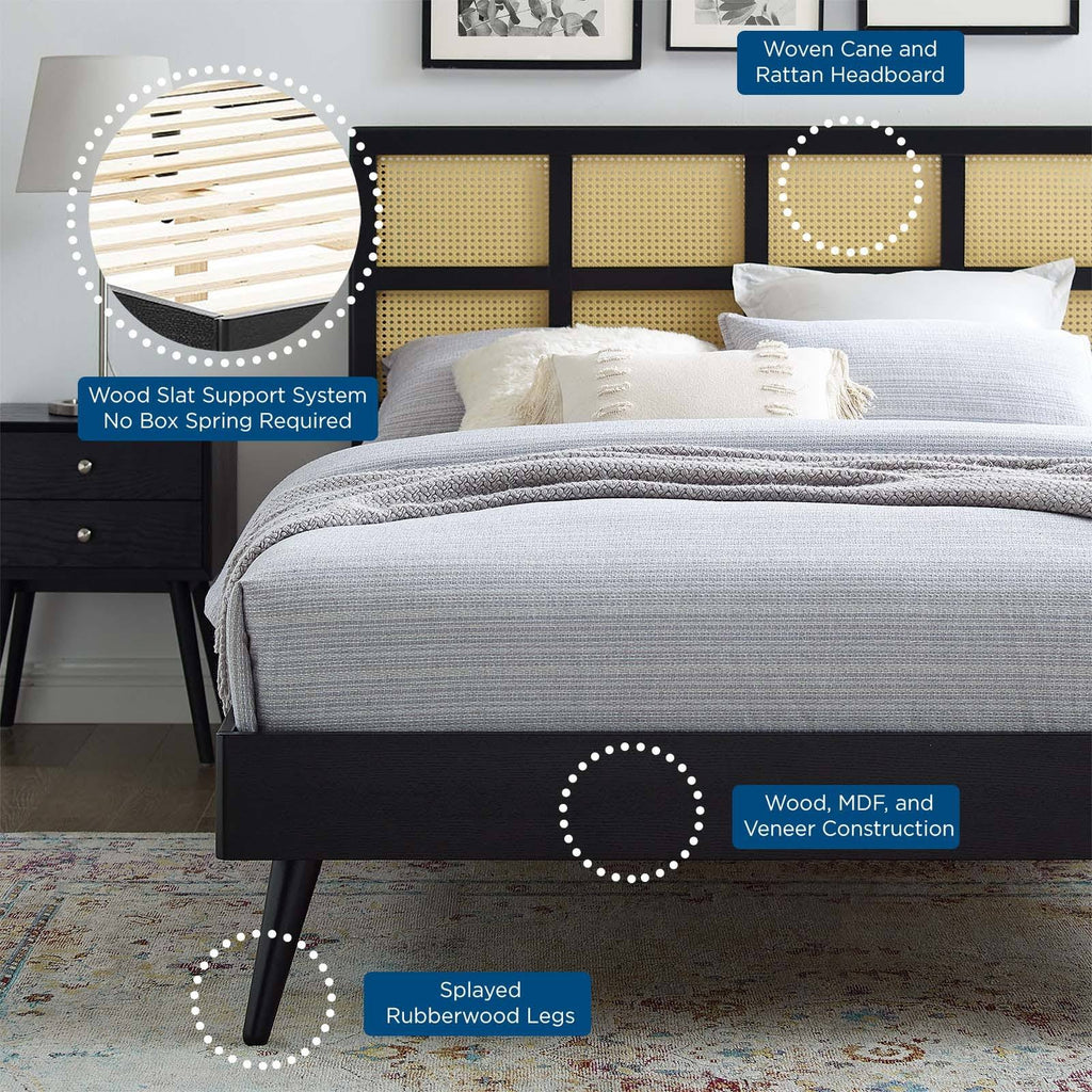 Black Queen Platform Bed with Splayed Legs V228096
