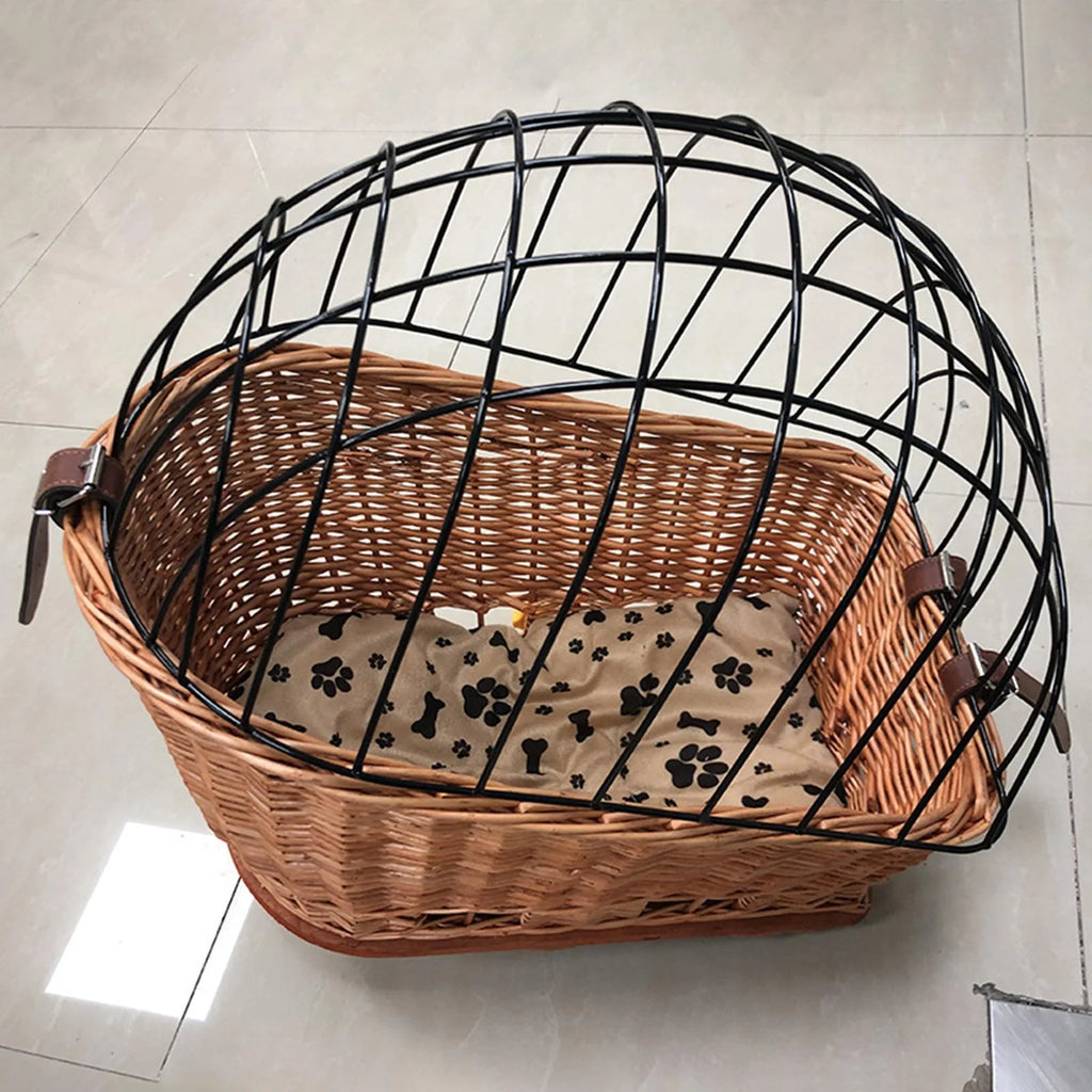 Handwoven Wicker Bike Basket with Wire B6560