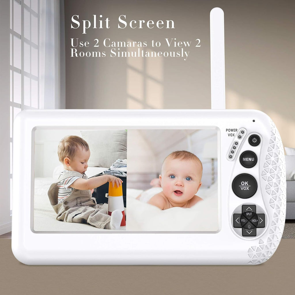 4.3 1080P HD Split-Screen Video Baby Monitor with 2 Cameras and Audio P96596
