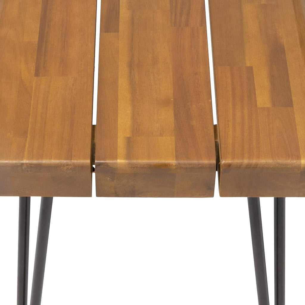 Teak and Rustic Metal Acacia Wood Bench J98580