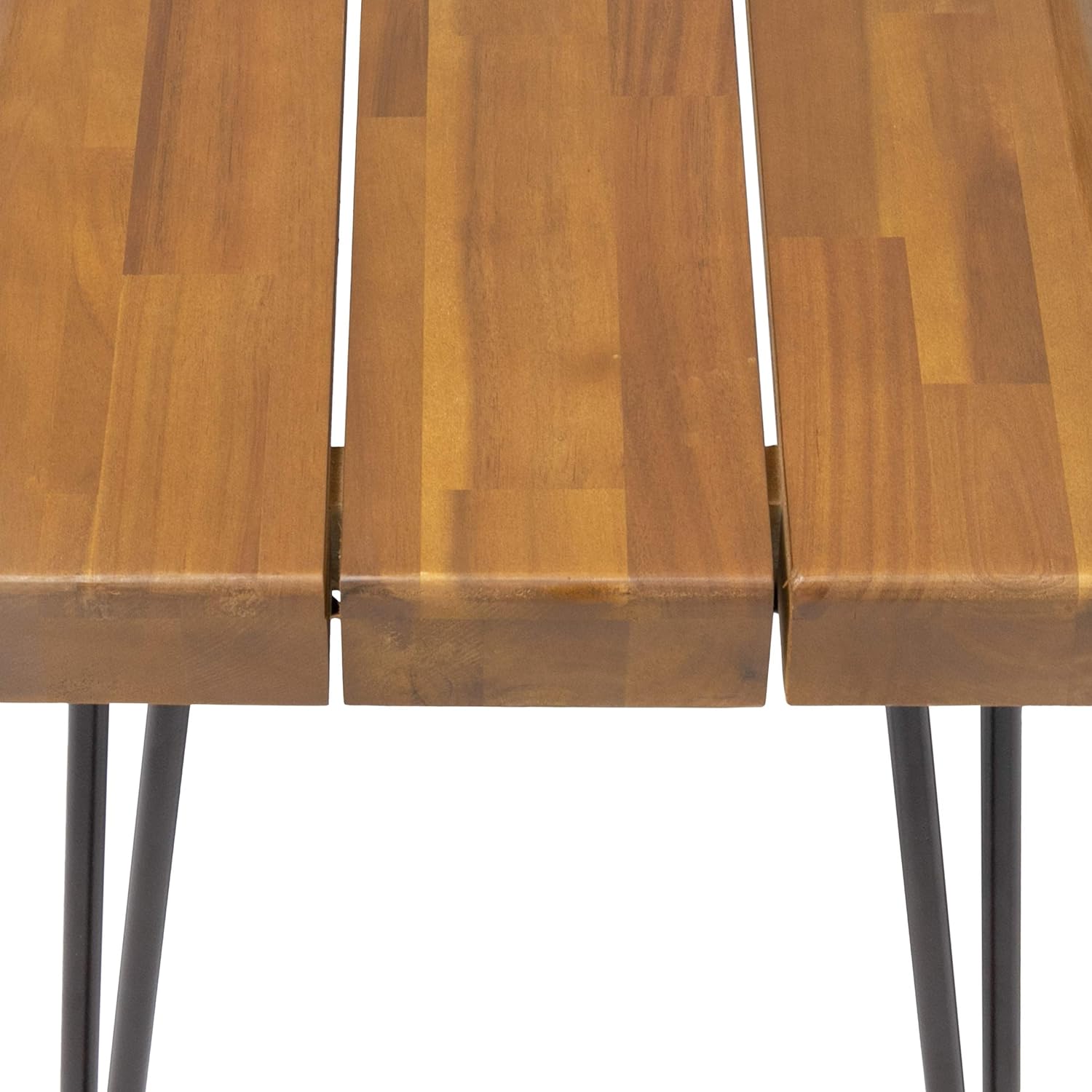 Teak and Rustic Metal Acacia Wood Bench J98580