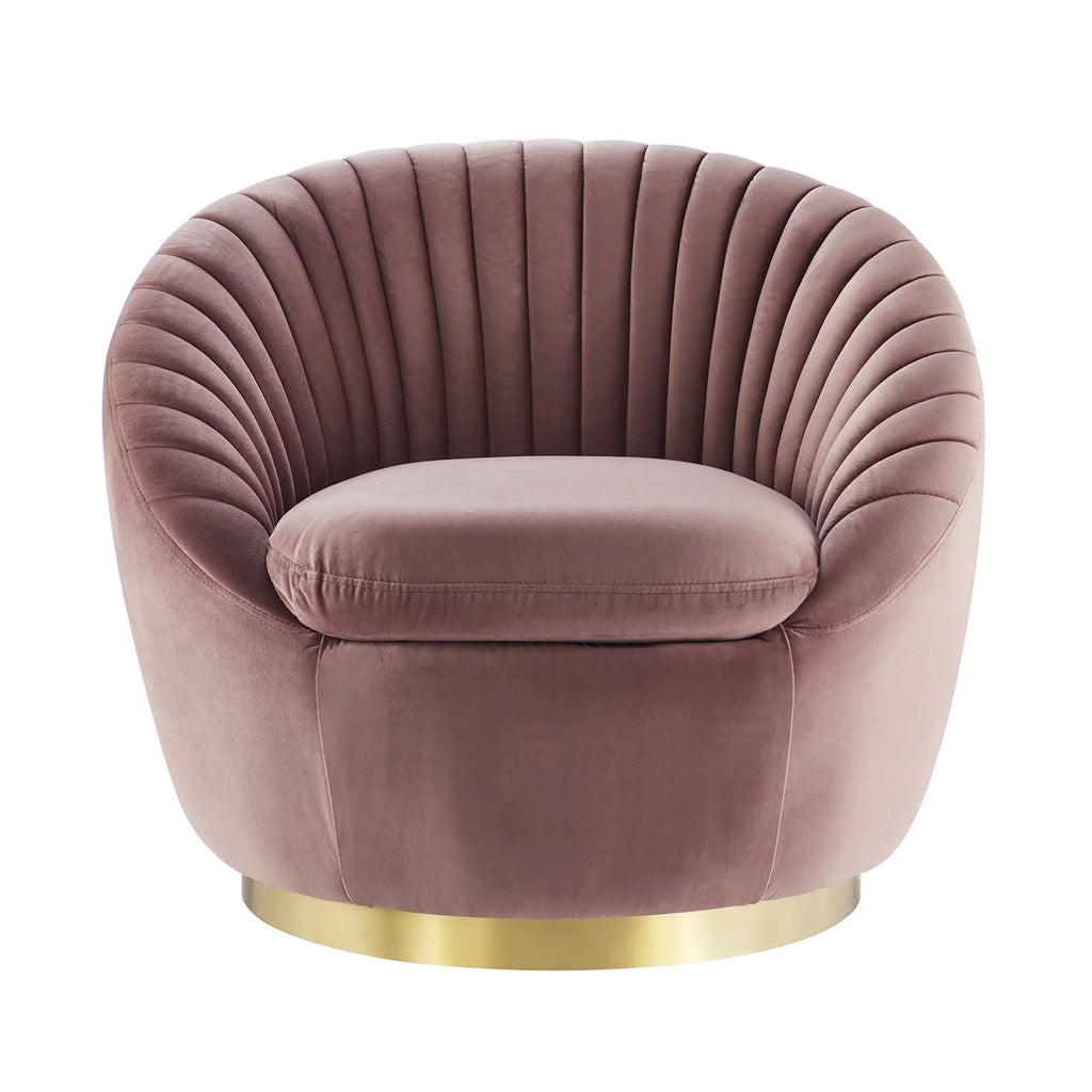 Pink Gold Velvet Swivel Accent Chair C9407