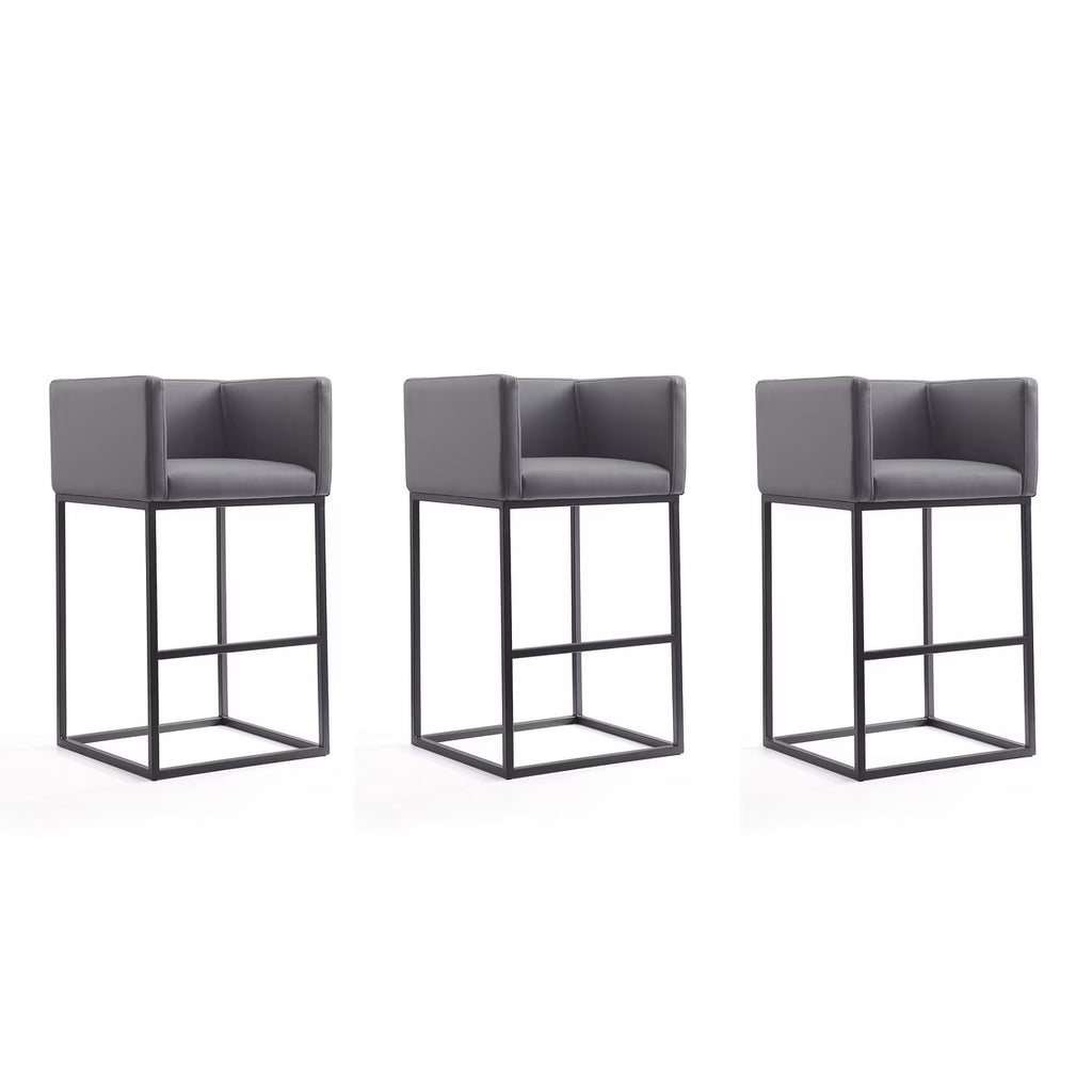 Cream and Black Metal Barstool Set of 3 W609