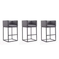 Cream and Black Metal Barstool Set of 3 W609
