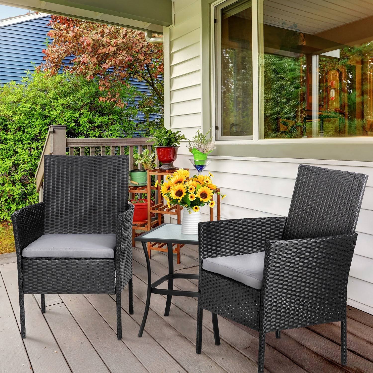 Gray 3 Piece Wicker Patio Chair Set C101858