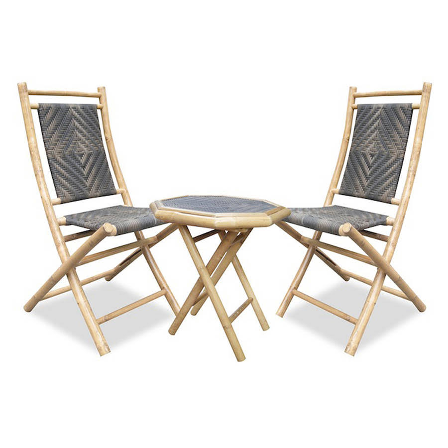 Natural Bamboo Resin Weave 2 Chairs and Table Bistro Set M8614