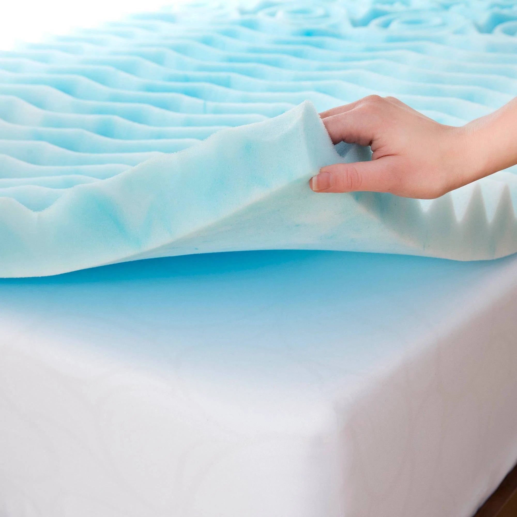Twin XL 5-Zone Orthopedic Foam Mattress Topper Blue Y173286