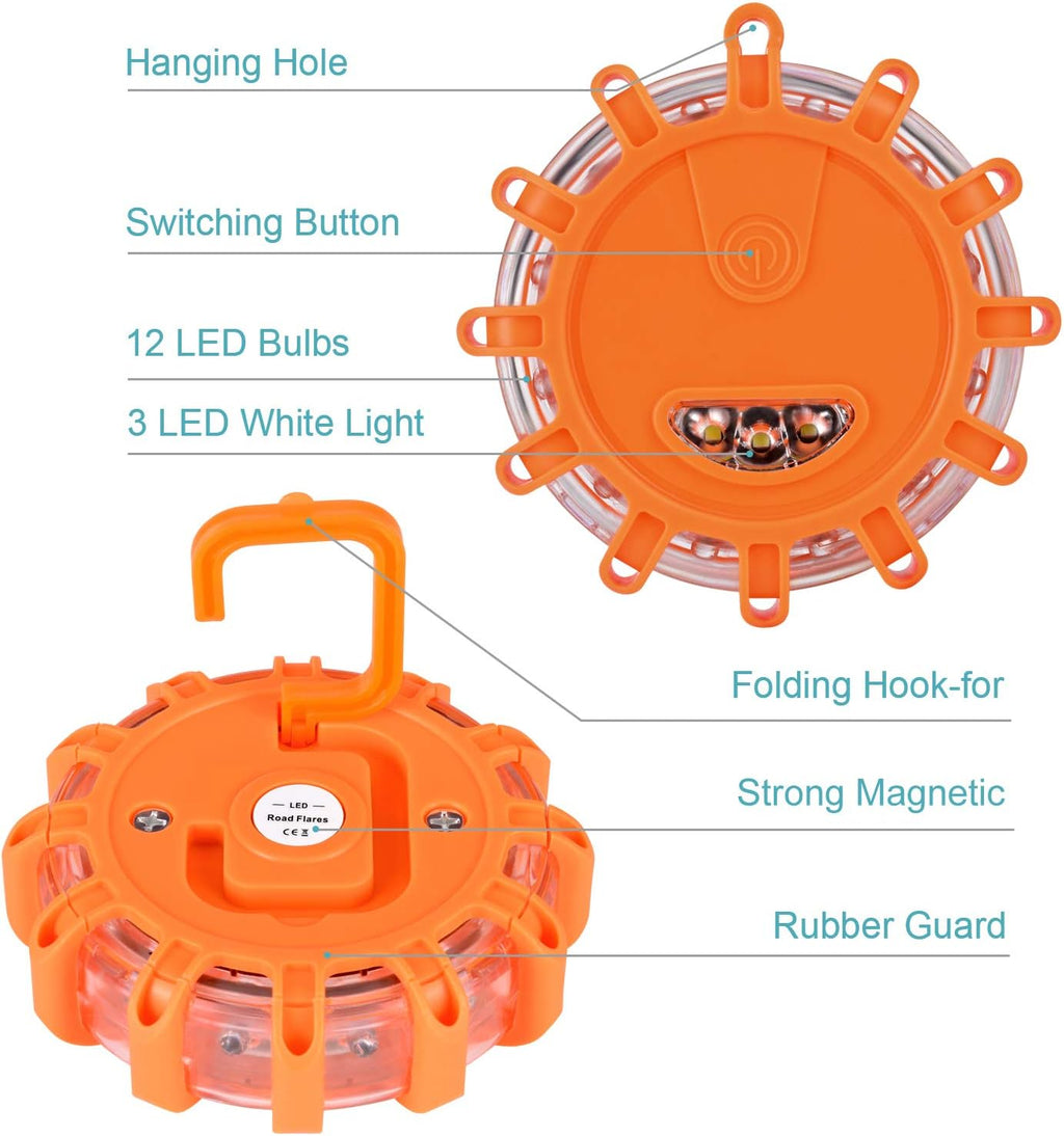 12 Pack LED Road Flare Emergency Safety Beacon Light Kit A960728