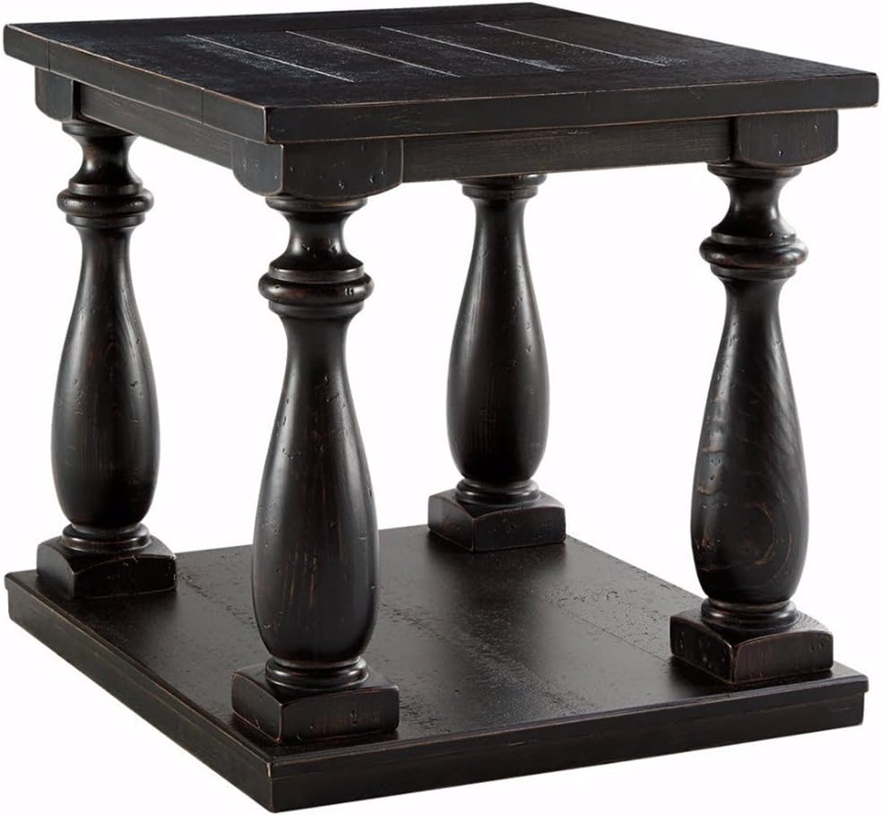 Black Square End Table with Fixed Shelf Q636827