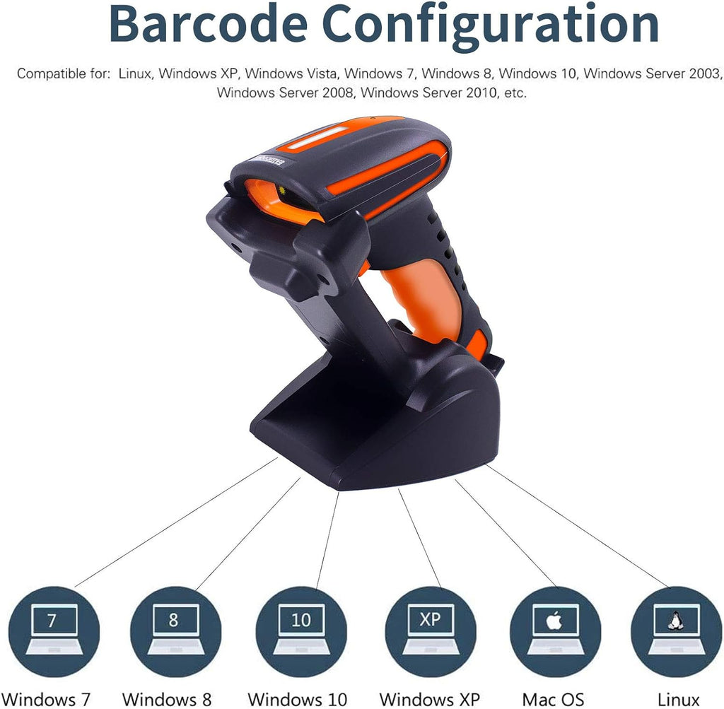 Bluetooth 2D QR Barcode Scanner with Stand, Dustproof and Waterproof, Pack of 2 K355