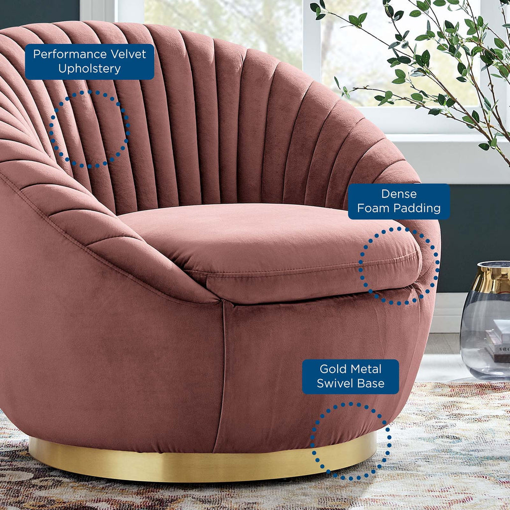 Pink Gold Velvet Swivel Accent Chair C9407
