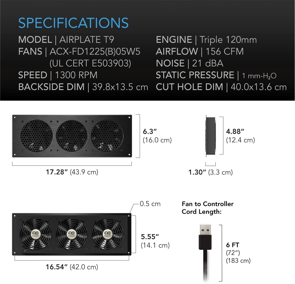 Quiet Cooling Fan System 18 with Thermostat Control E56016