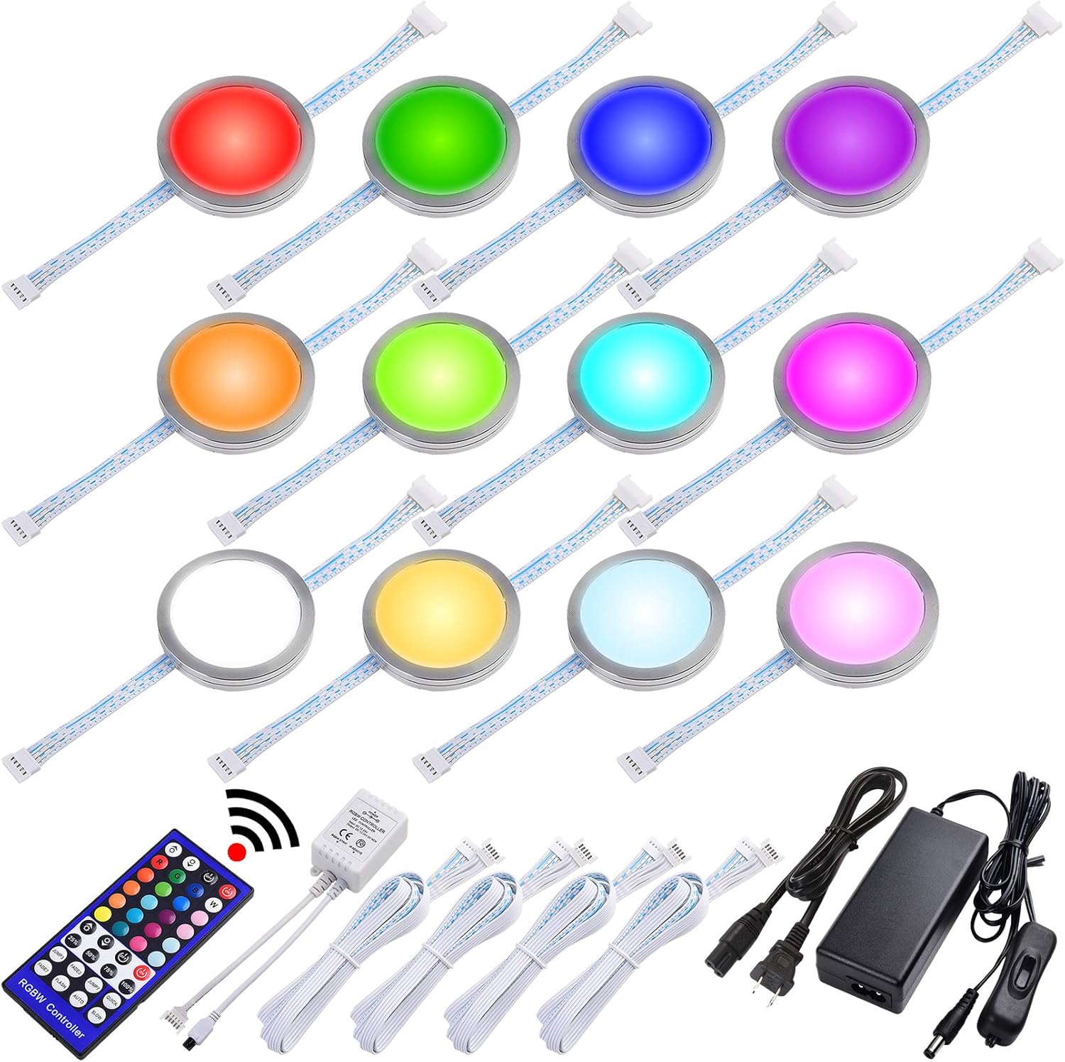 RGBW Under Cabinet LED Lighting Kit, 8 Lights N328
