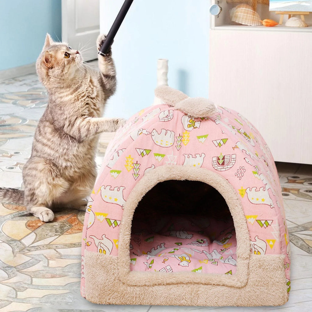 Pink Cat Tent Cave Bed with Inner Cushion L1501